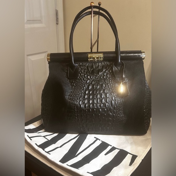 Borse In Pelle Handbags - Genuine Leather Croc Embossed Tote Bag w Crossbody Straps:FREE TOTE BAG:NWT